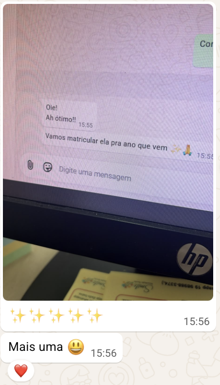 Print de mensagem de uma família interessada em matricular